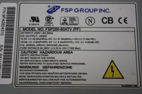 Etiquette Bloc alimentation FSP250-60ATV(PF)